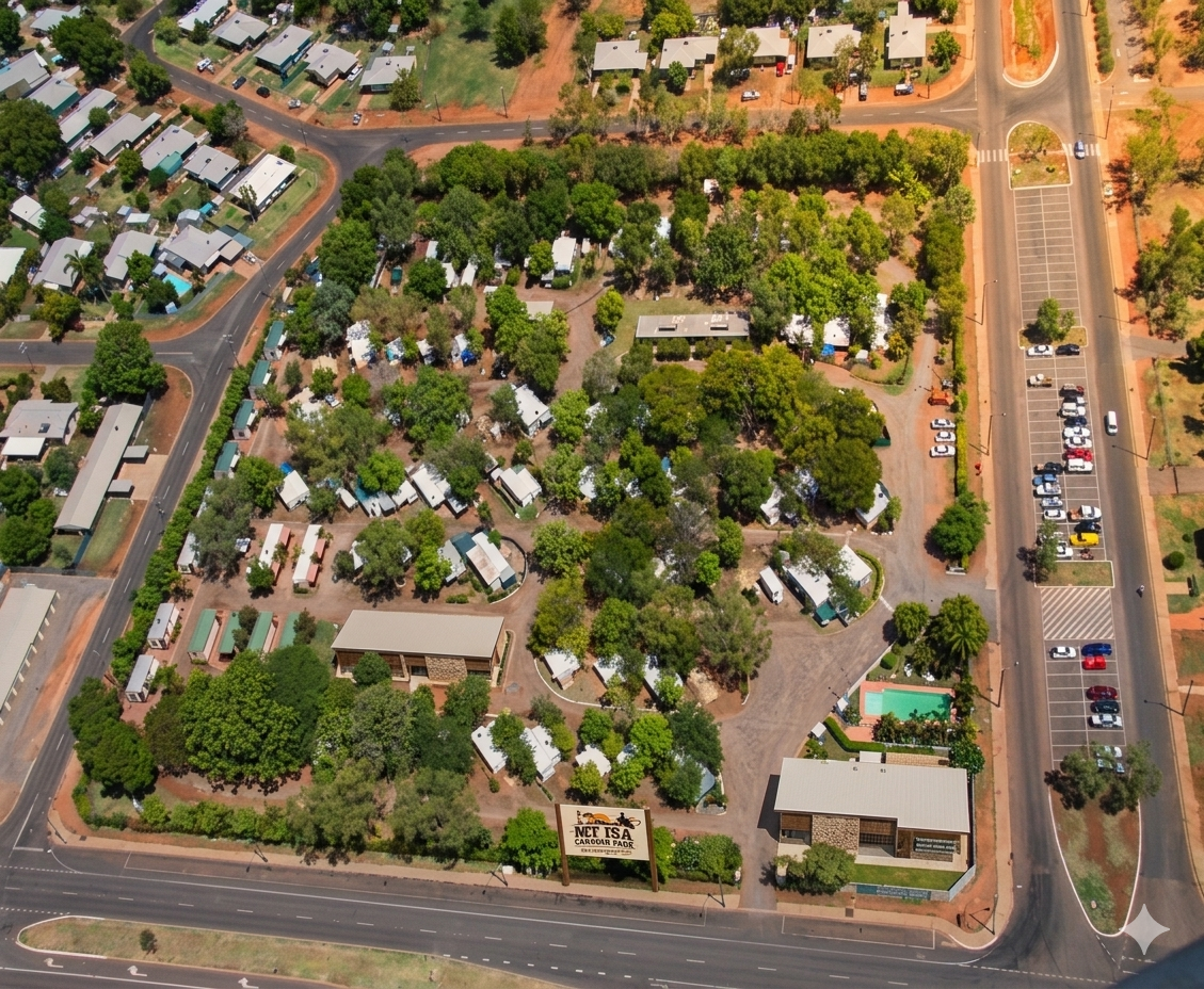 Aerial view of MT Isa Caravan Park